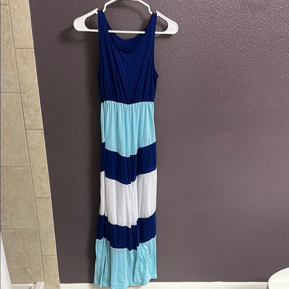 Blue and White Maxi Dress